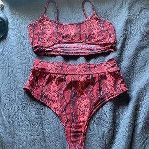 Crimson cobra under boob top and bottoms